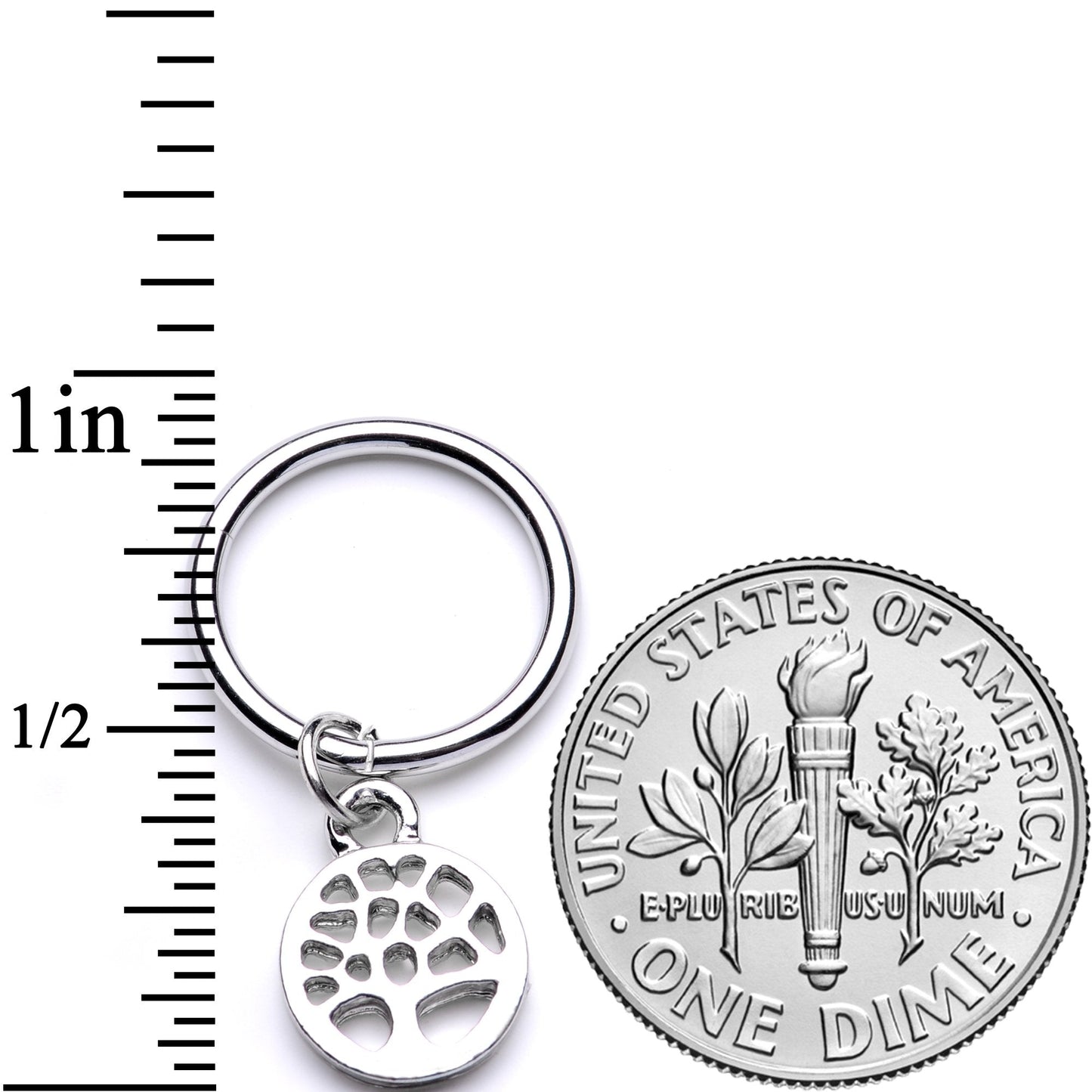 16G 3/8 Tree of Life Dangle Hinged Segment Ring