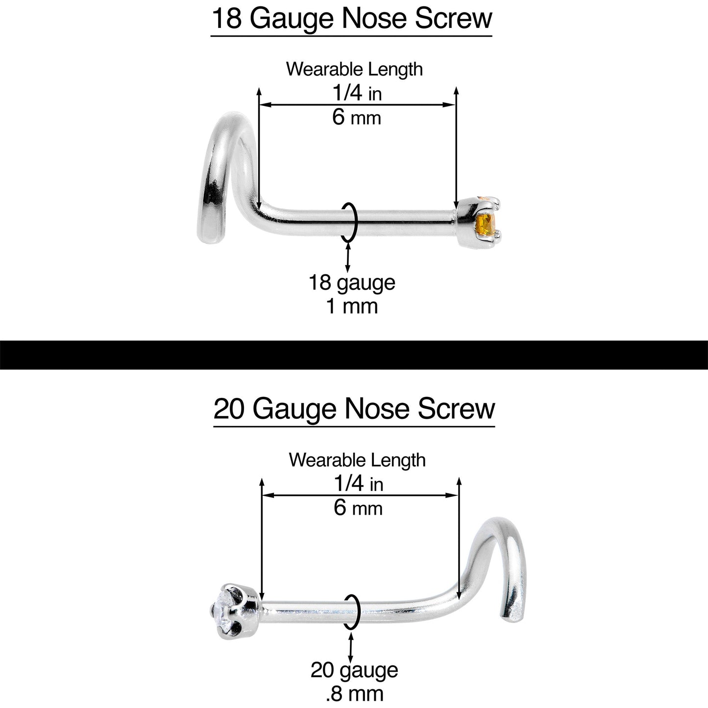 18G 1/4 White Synth Opal G23 Titanium Threadless Left Nose Screw