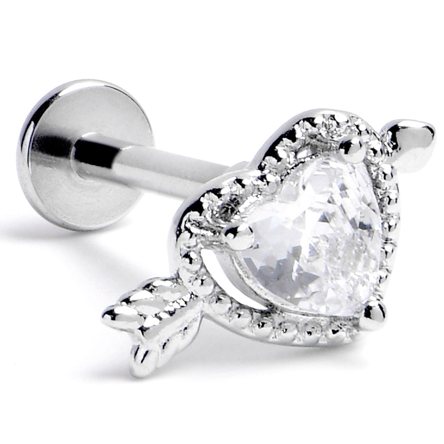 16G 5/16 Clear CZ Gem Fusion of Love Labret Monroe Tragus