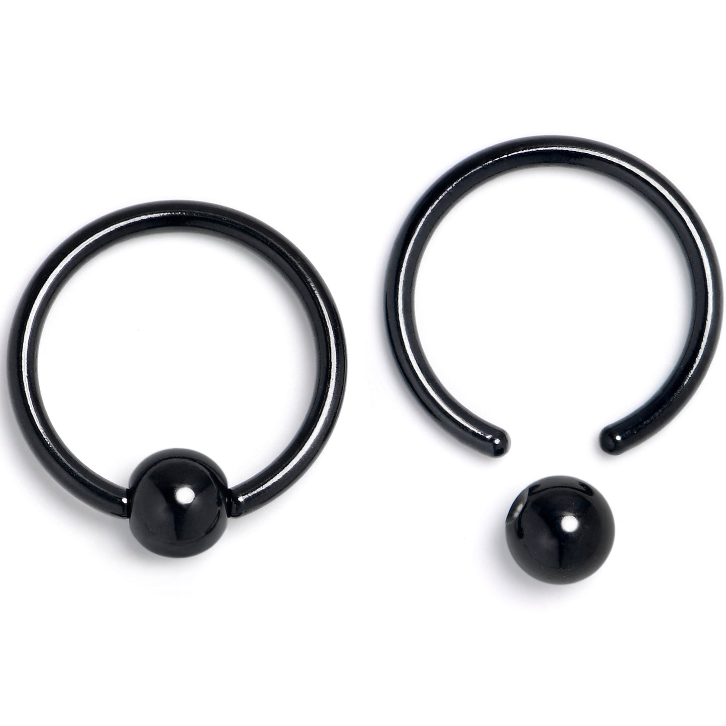 16G 3/8 Red Gem Black Bat BCR Captive Ring Set of 4