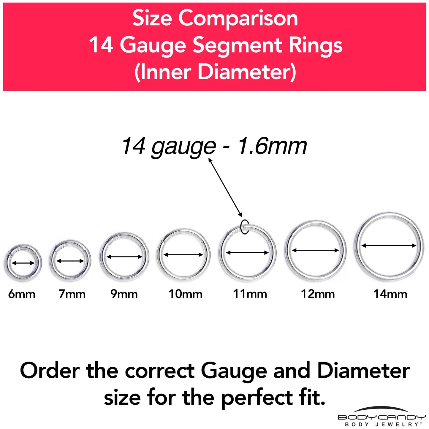 14G 7/16 316L Surgical Steel Precision Hinged Segment Hoop