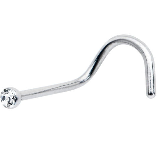 20G Stainless Steel Crystalline Gem Micro Nose Ring Twister
