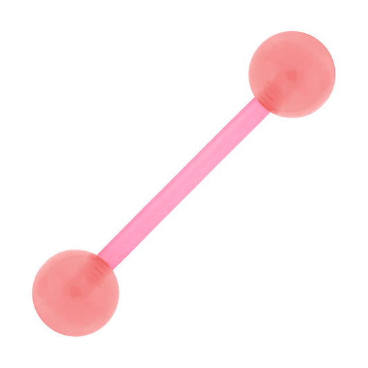 Bioplast Pink Glow In The Dark Barbell Tongue Ring