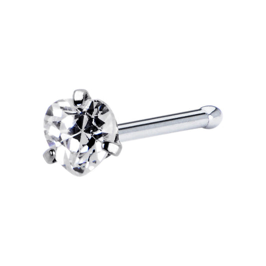 20G Clear Heart Cubic Zirconia Nose Bone