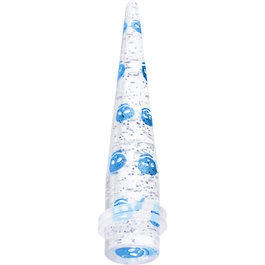 00G Clear Acrylic Glitter Blue Skull Confetti Taper