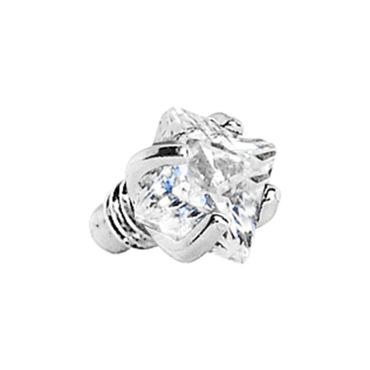 2mm Clear Prong Set Square Gem Dermal Top