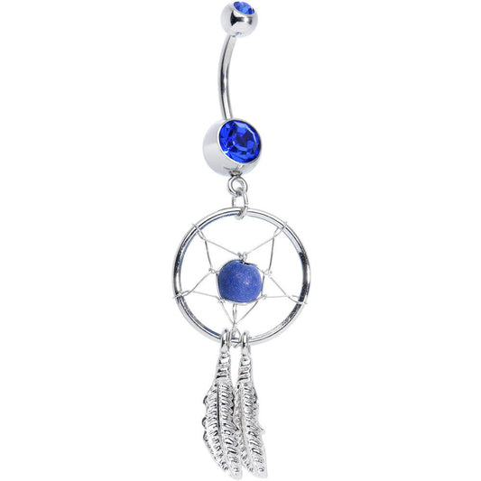 Blue Native American Dreamcatcher Belly Ring