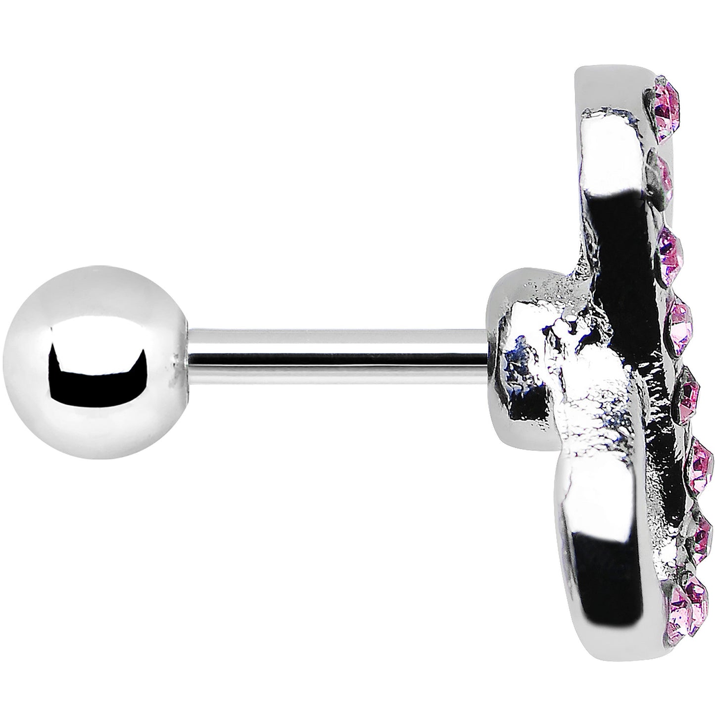 16G 1/4 Pink Gem Silver Tone Infinity Symbol Tragus Cartilage Earring