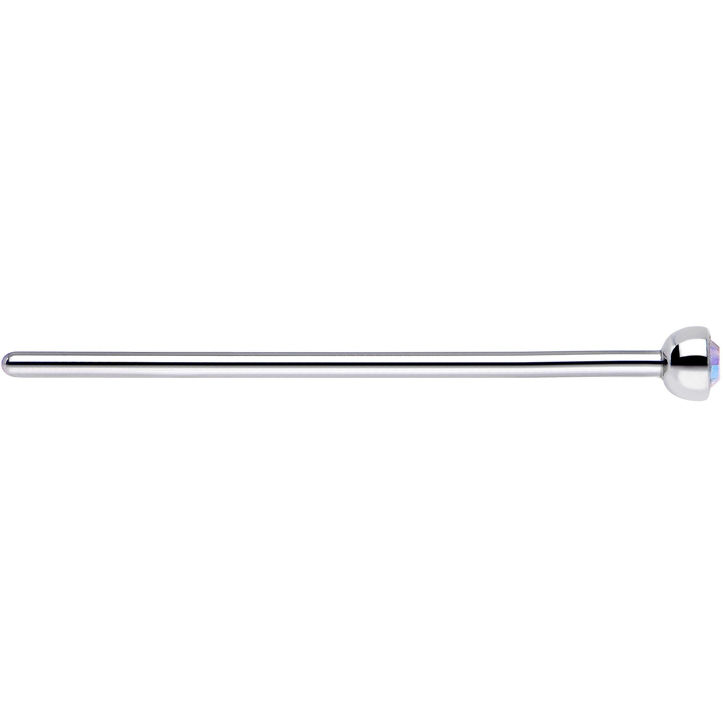 20G 3/4 Aurora CZ Steel Straight Fishtail Nose Ring 2mm