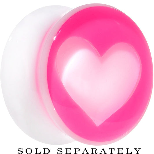 5/8 White Pink Acrylic Adoring Heart Saddle Plug