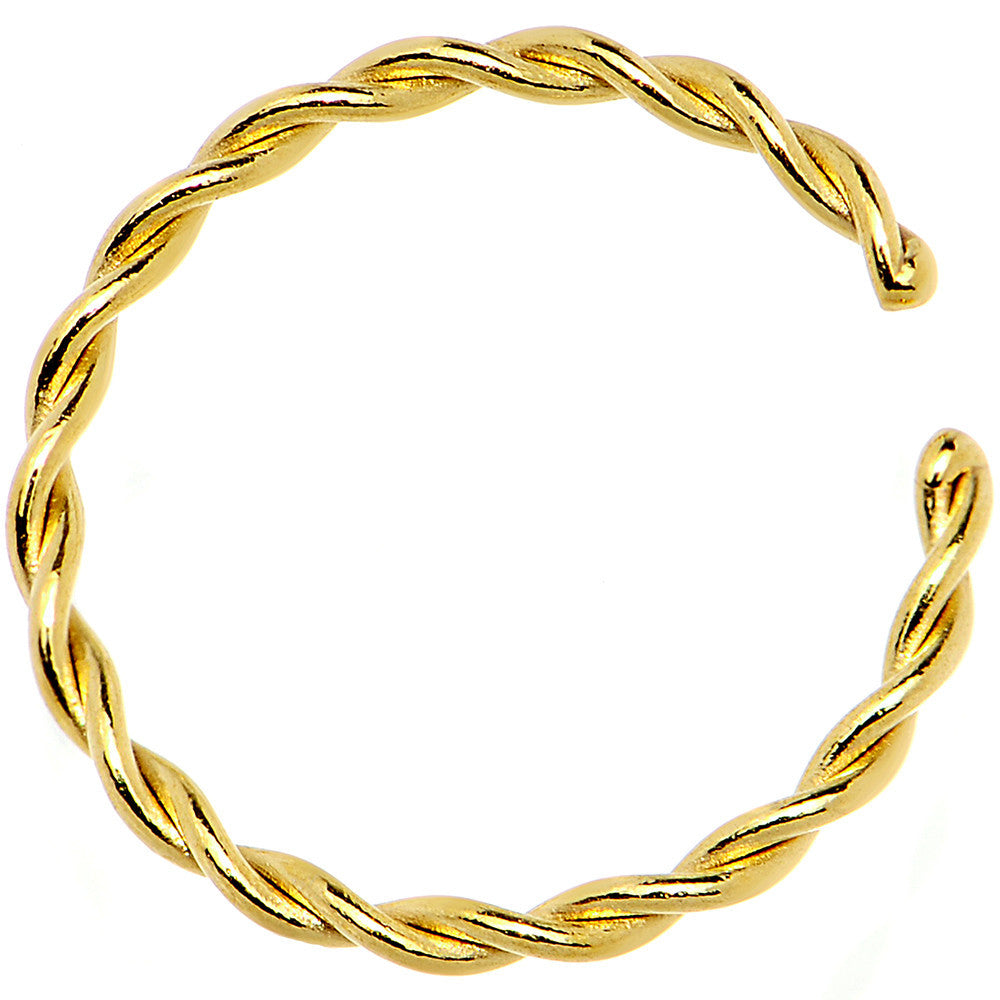 18G 3/8 Gold IP Annealed Steel Seamless Braided Circular Ring