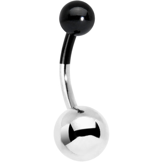 Black and Steel Tone Two Tone Belly Ring