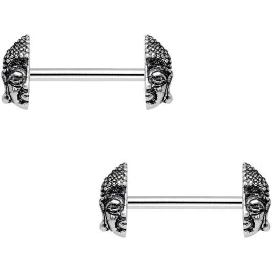 9/16 Meditating Zen Buddha Barbell Nipple Ring Set