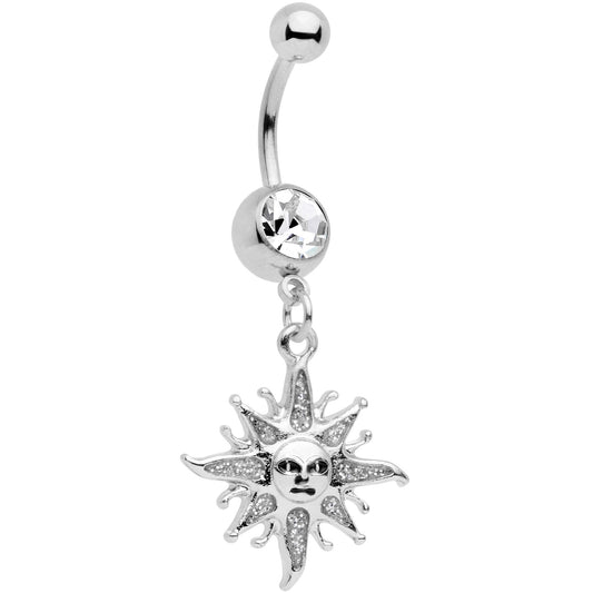 Clear Gem Celestial Sun Dangle Belly Ring