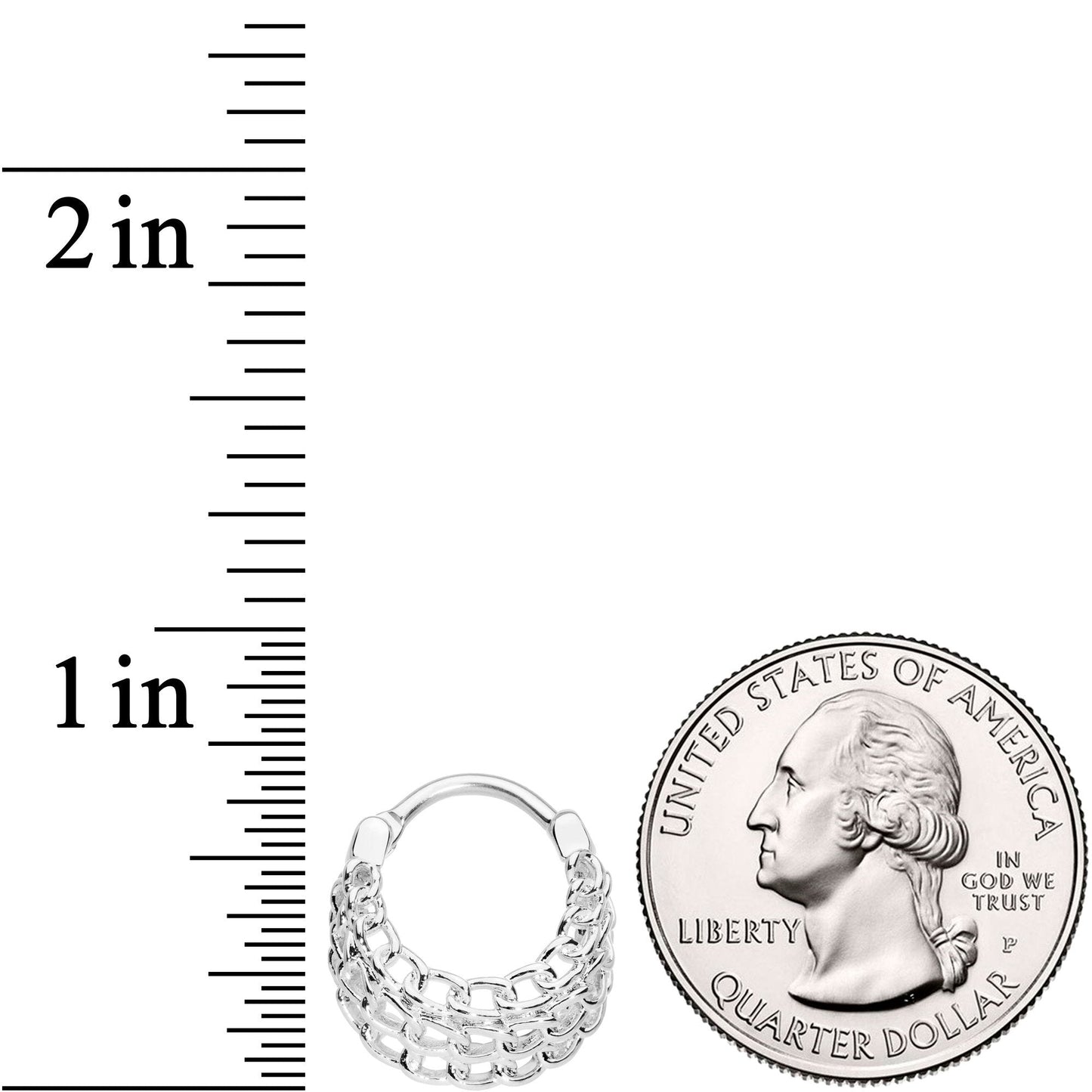 16G 3/8 Triple Chain Hinged Septum Ring