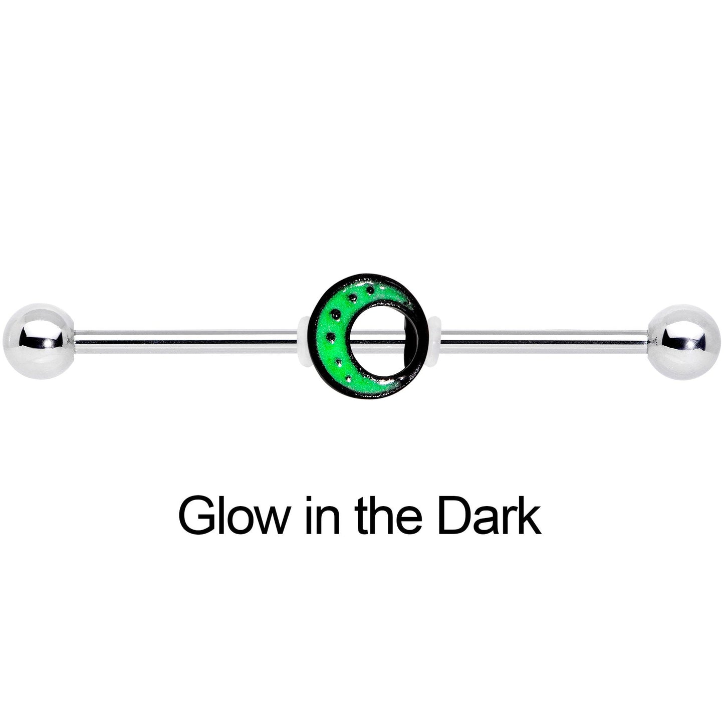 14G Glow in the Dark Crescent Moon Industrial Barbell 38mm