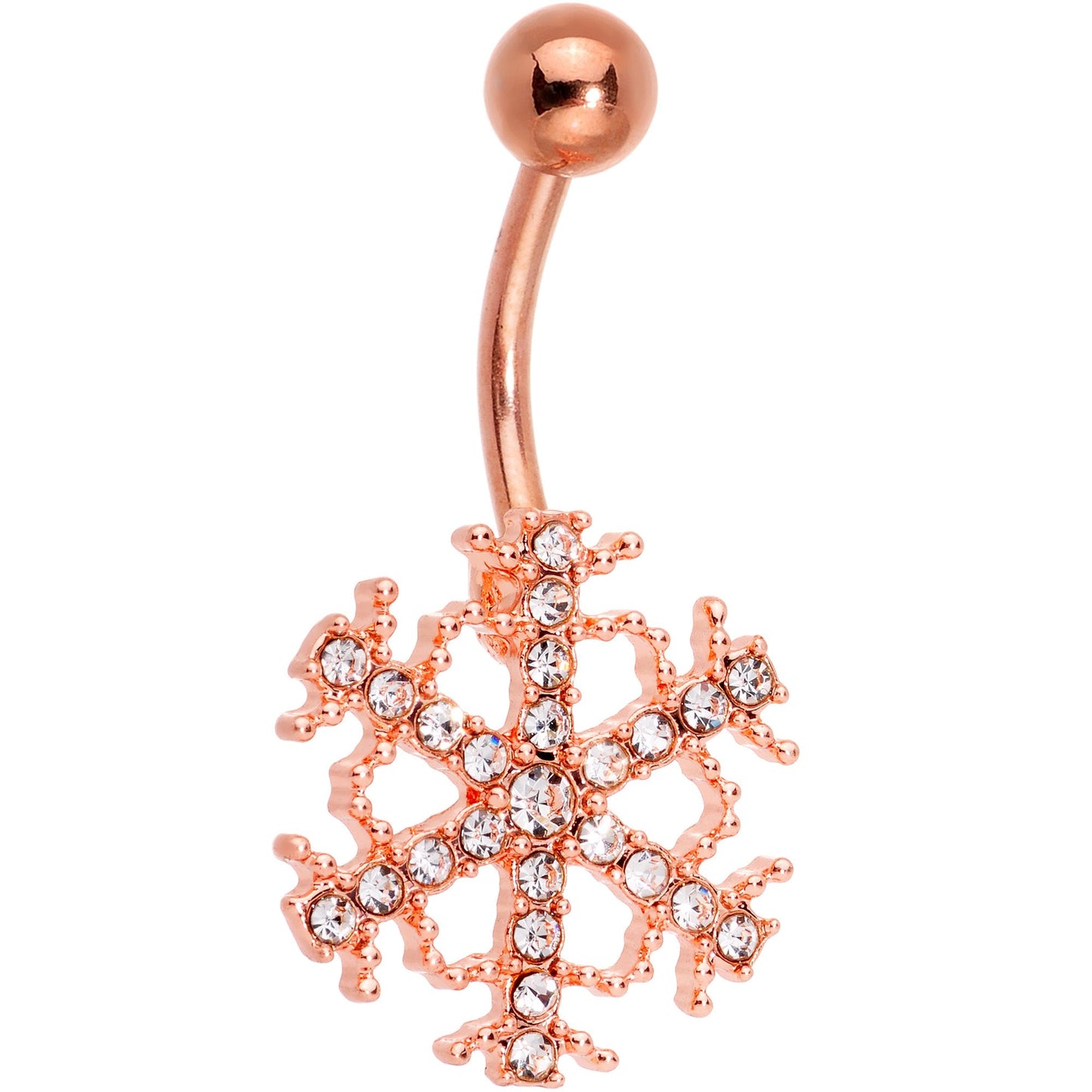 Clear Gem Snowflake Holiday Mix Belly Ring Set of 4