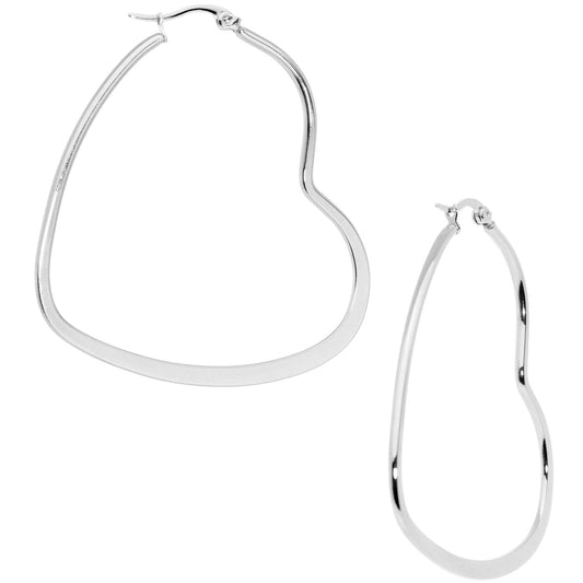 50mm Stainless Steel Heart Hoop Earrings