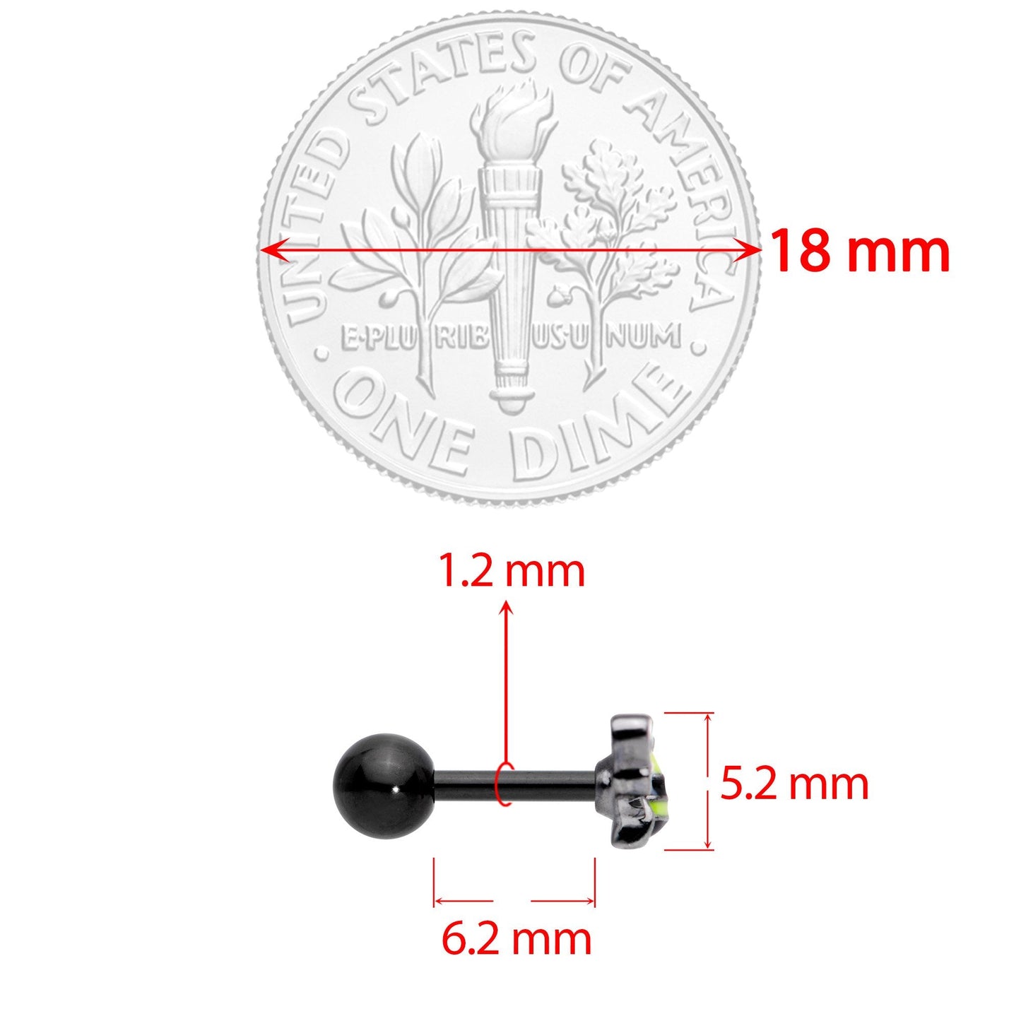 16G 1/4 Yellow Black Blissful Bumblebee Cartilage Tragus Earring