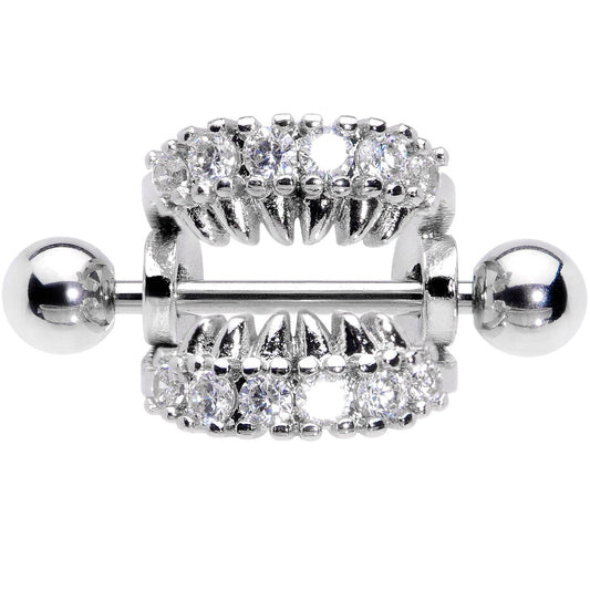 16G 1/2 Clear CZ Gem Scary Monster Fangs Cartilage Cuff