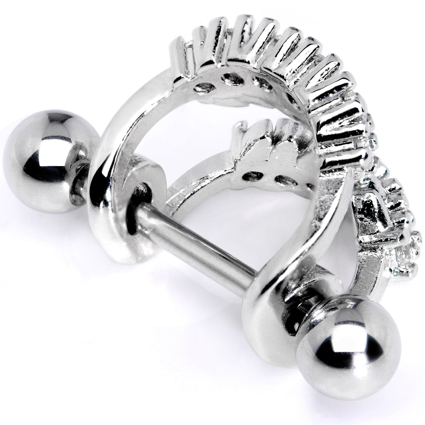 16G 1/2 Clear CZ Gem Scary Monster Fangs Cartilage Cuff