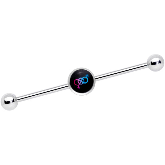 14G Pink Purple Blue Bisexual Pride Logo Industrial Barbell 38mm