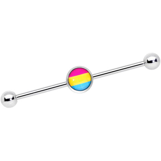 14G Red Yellow Blue Pansexual Pride Industrial Barbell 38mm
