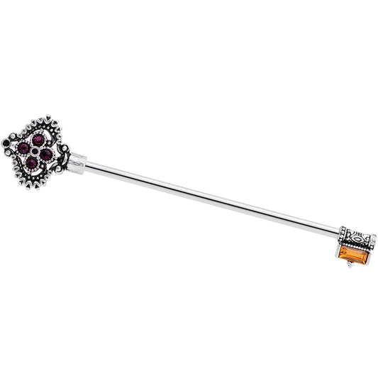 14G Red Brown Gem Kings Key Industrial Barbell 38mm