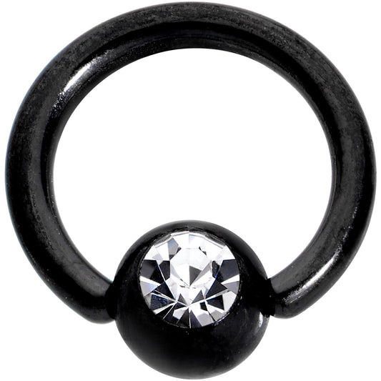 16G 1/4 Clear Gem Black BCR Captive Ring
