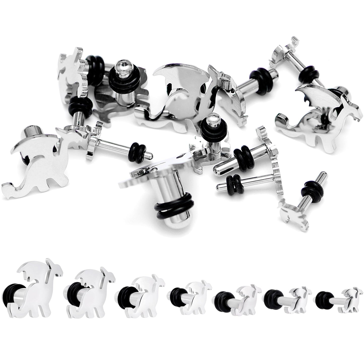 Steel Fantasy Dragon Single Flare Plug Set 14G to 2G