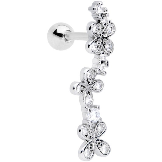 16G 1/4 Clear CZ Gem Loopy Garland Flower Cartilage Tragus