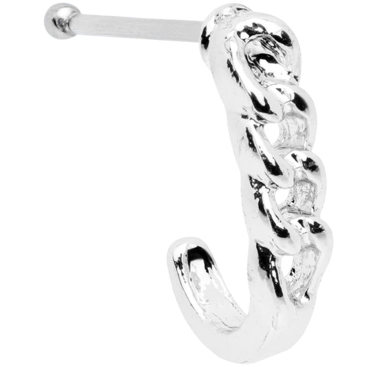 20G 3/8 Steel Chain Link Faux Hoop Nose Bone