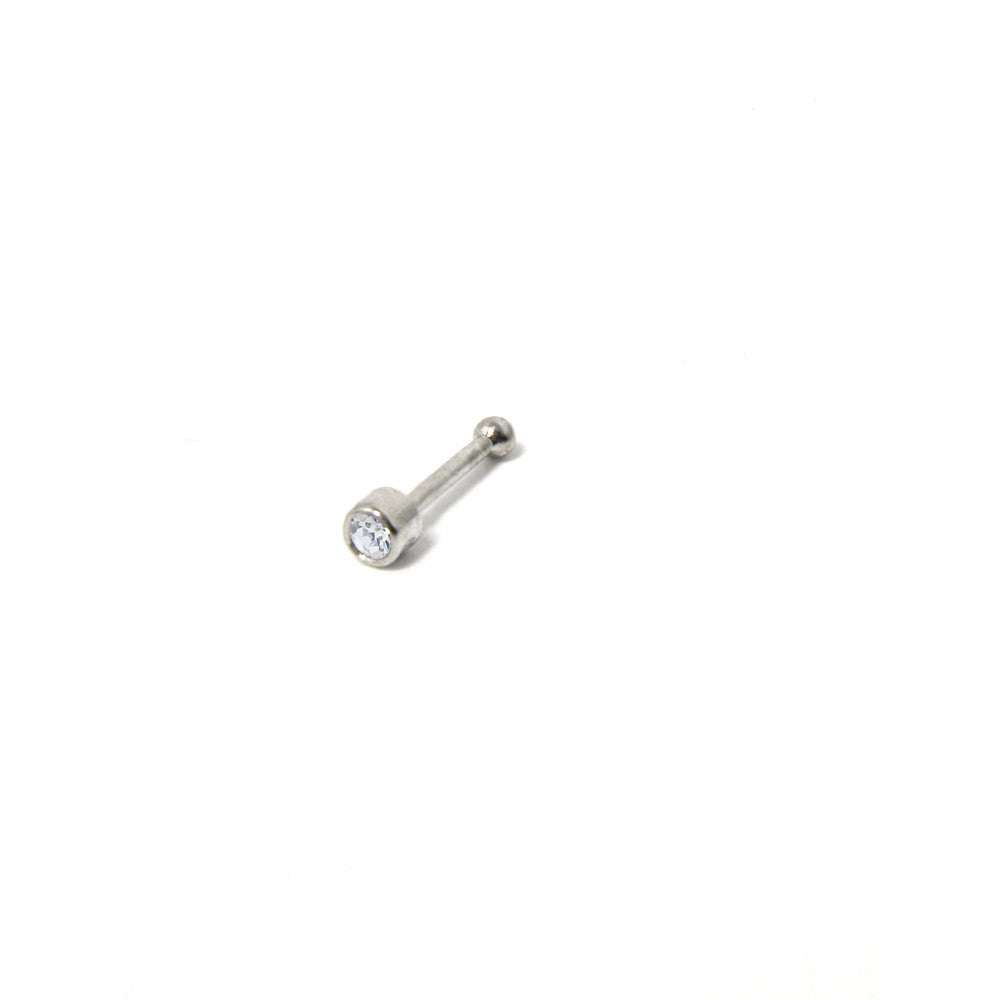 Solid 14K White Gold GENUINE DIAMOND Nose Bone