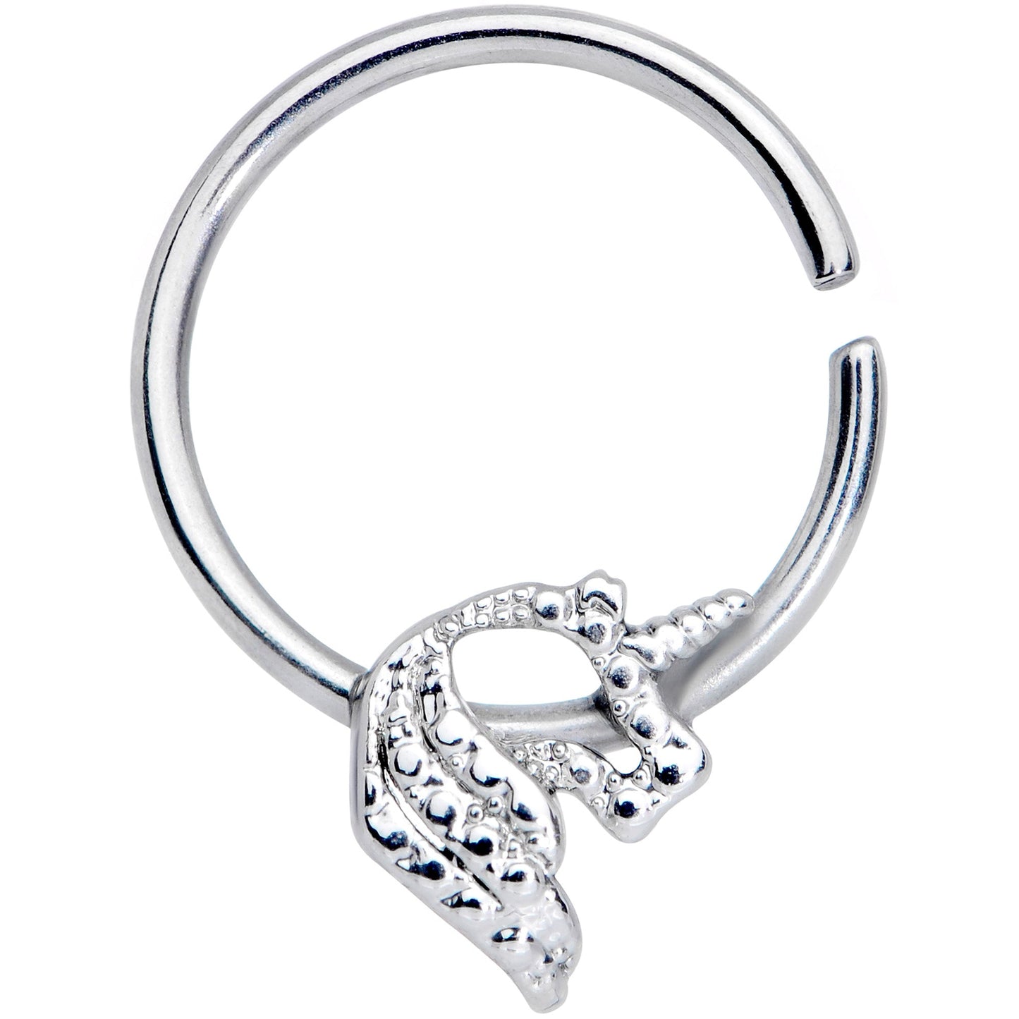 16G 3/8 Clear Gem Silhouette Unicorn Closure Ring