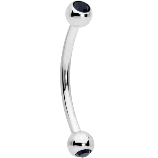 16G 1/2 Black Gem Ball End Curved Barbell