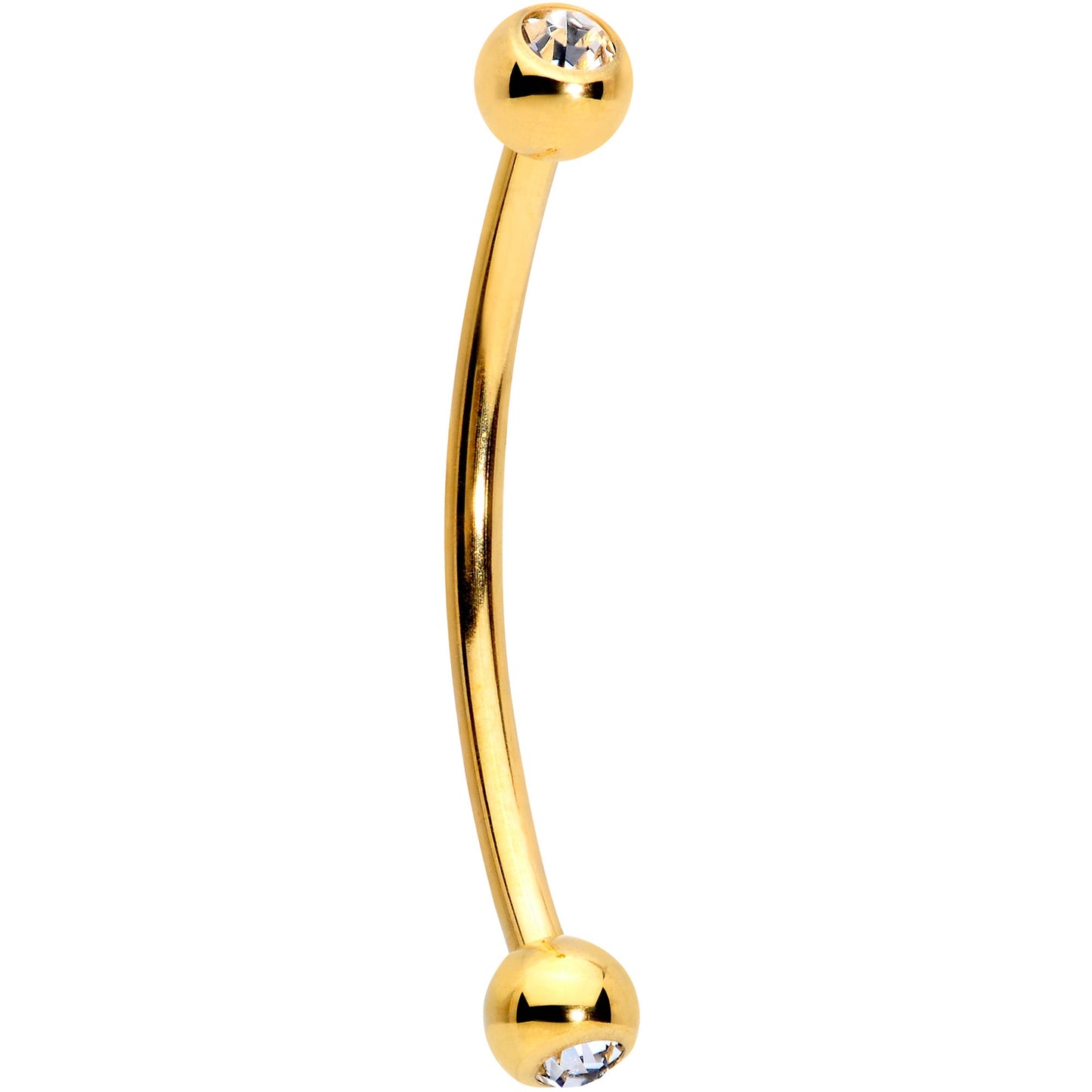 16G 5/8 Clear Gem Ball End Gold Tone Curved Barbell