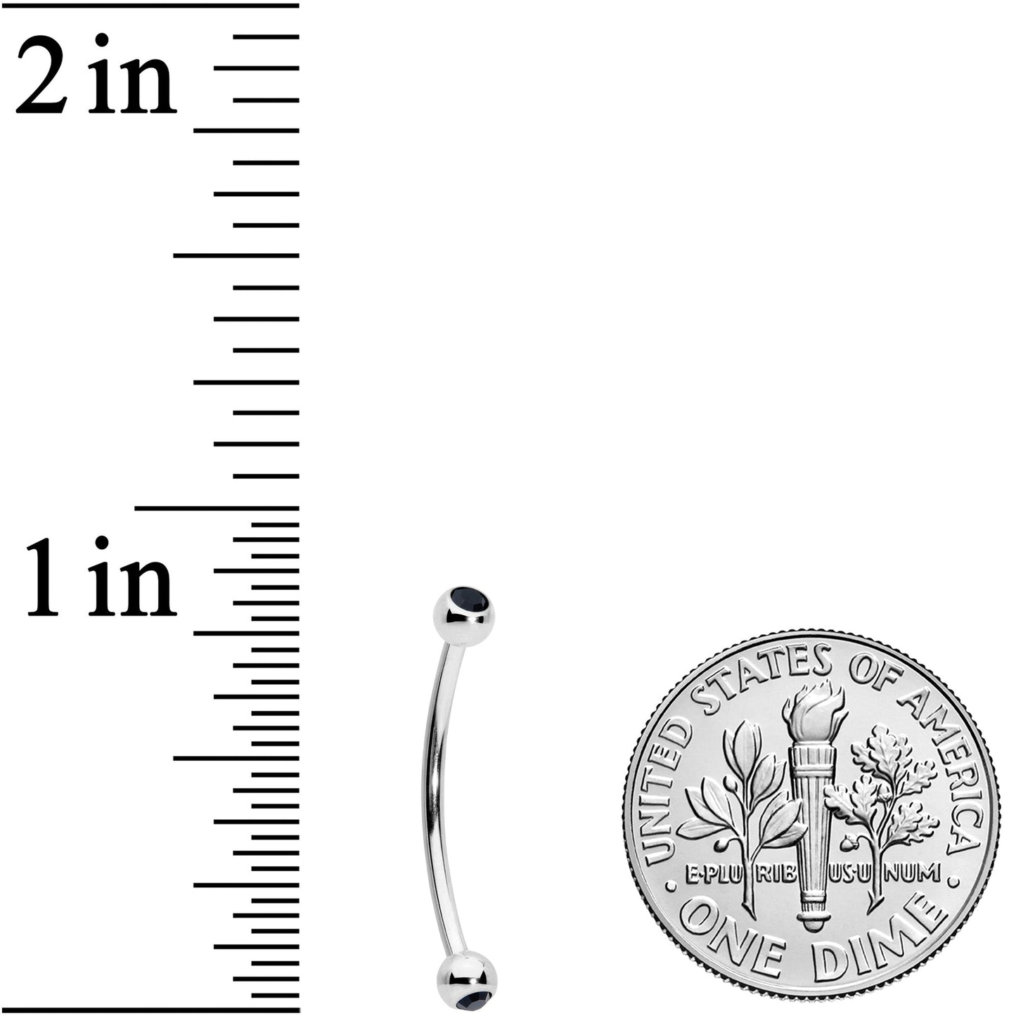 16G 5/8 Black Gem Ball End Curved Barbell