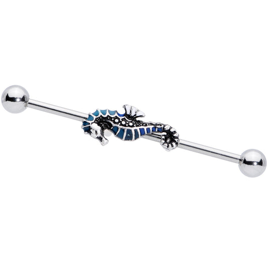 14G Nautical Seahorse Industrial Barbell 38mm