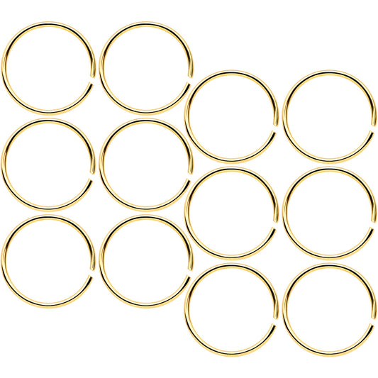 22G 5/16 Gold Tone Anodized Seamless Circular Ring Set of 12