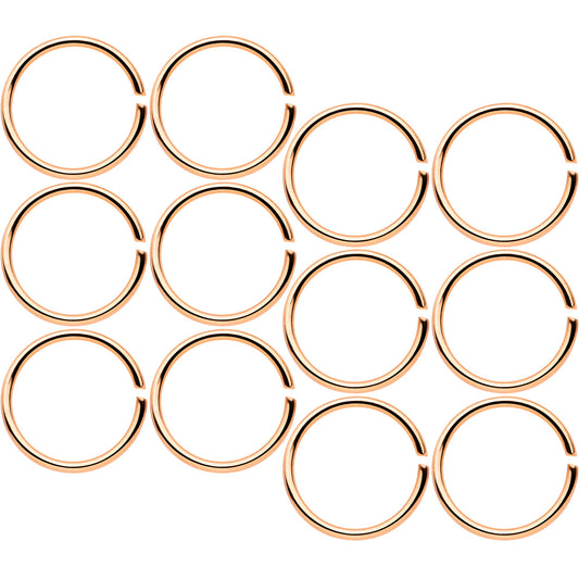 20G 5/16 Rose Gold Tone Anodized Seamless Circular Ring Set of 12