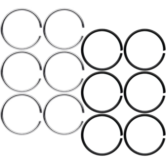 22G 5/16 Steel Black Anodized Seamless Circular Ring Set of 12