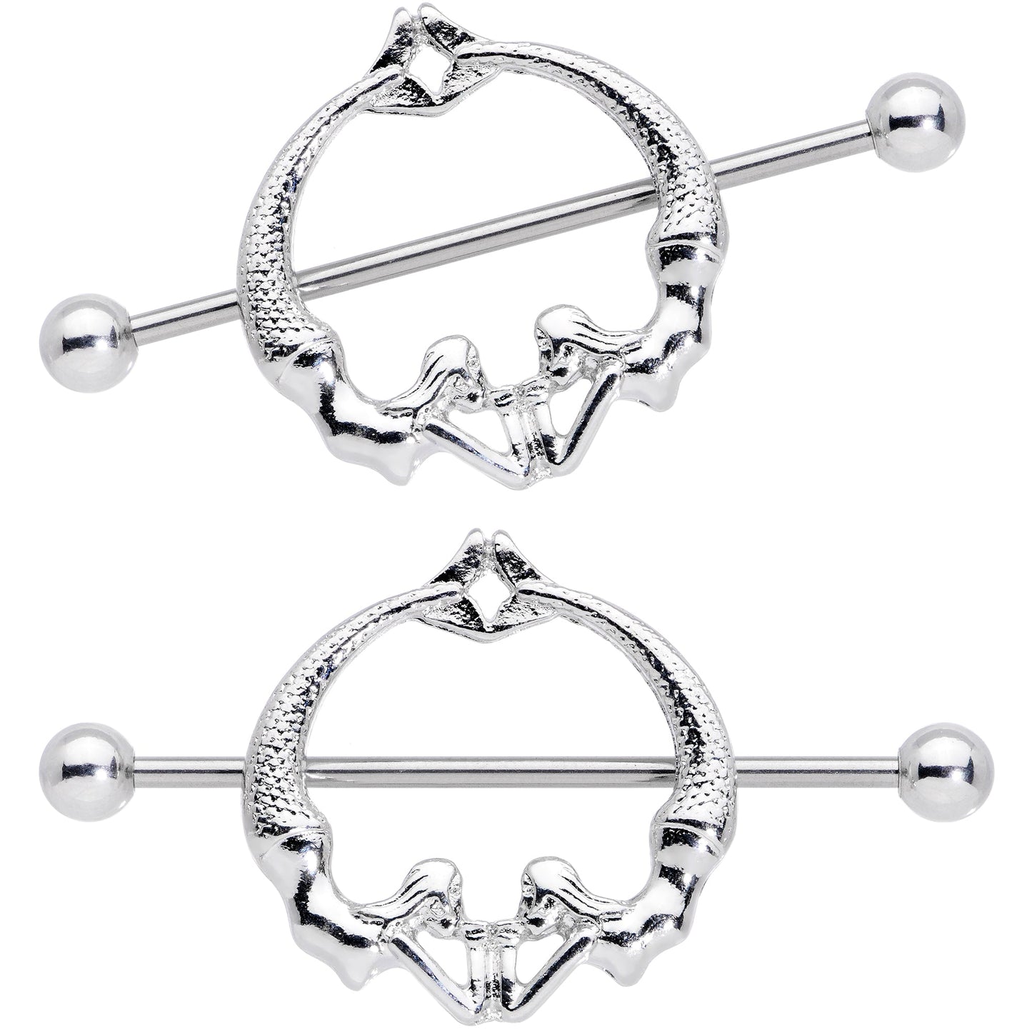 14G 13/16 Double Mermaid Nautical Nipple Shield Set