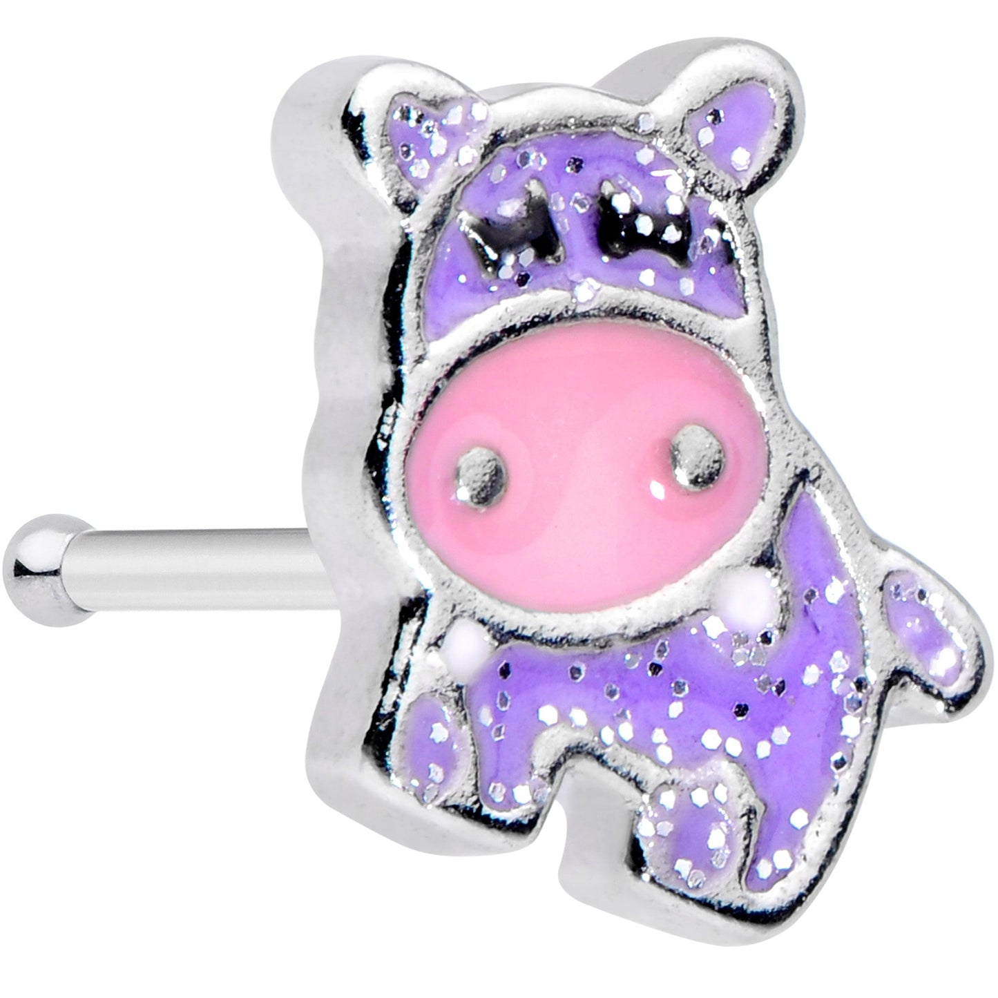 20G 1/4 Happy Purple Hippo Nose Bone
