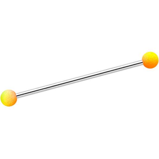 14G Orange Yellow Ombre Soft Finish Industrial Barbell 38mm