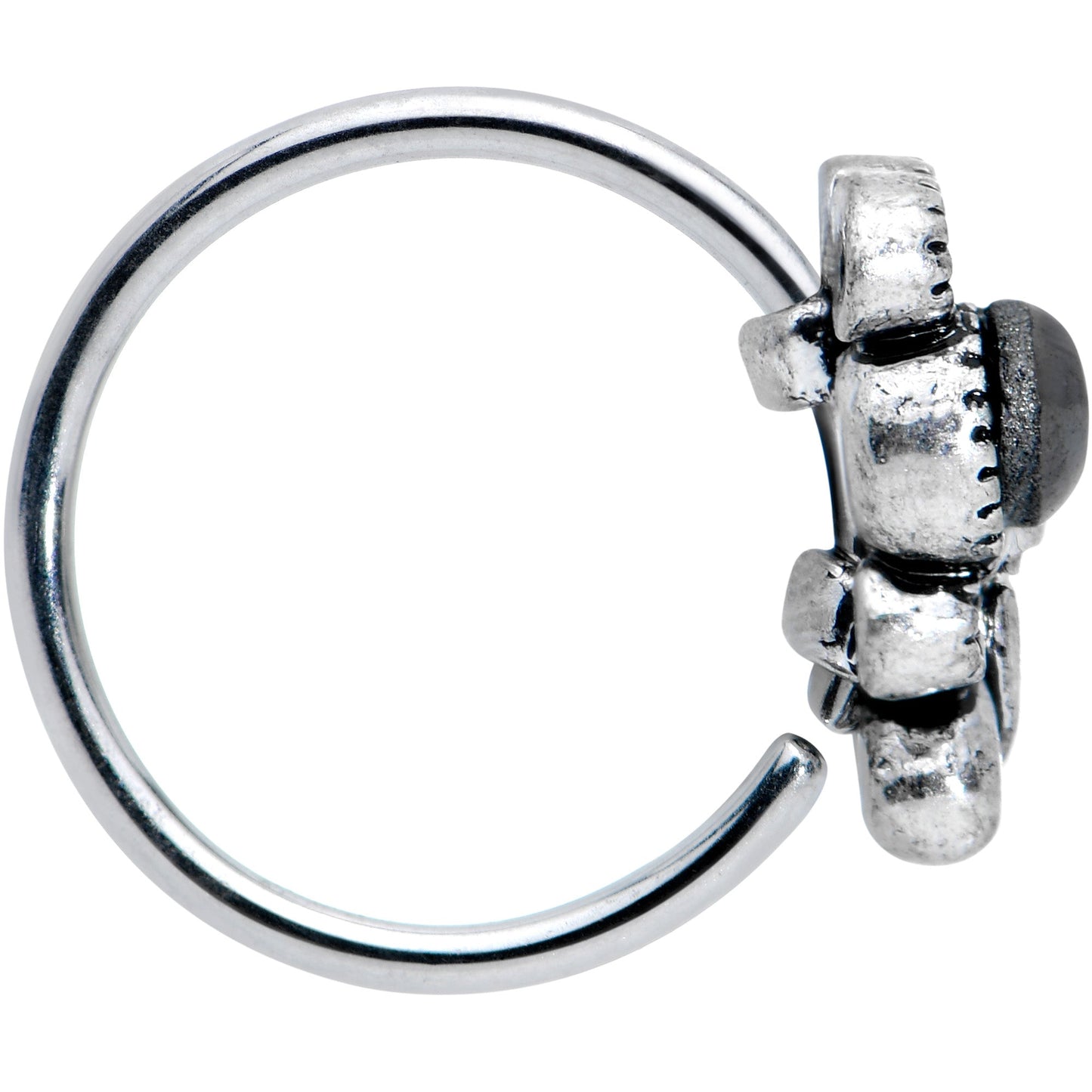20G 5/16 Black Gem Abstract Bow Nose Hoop