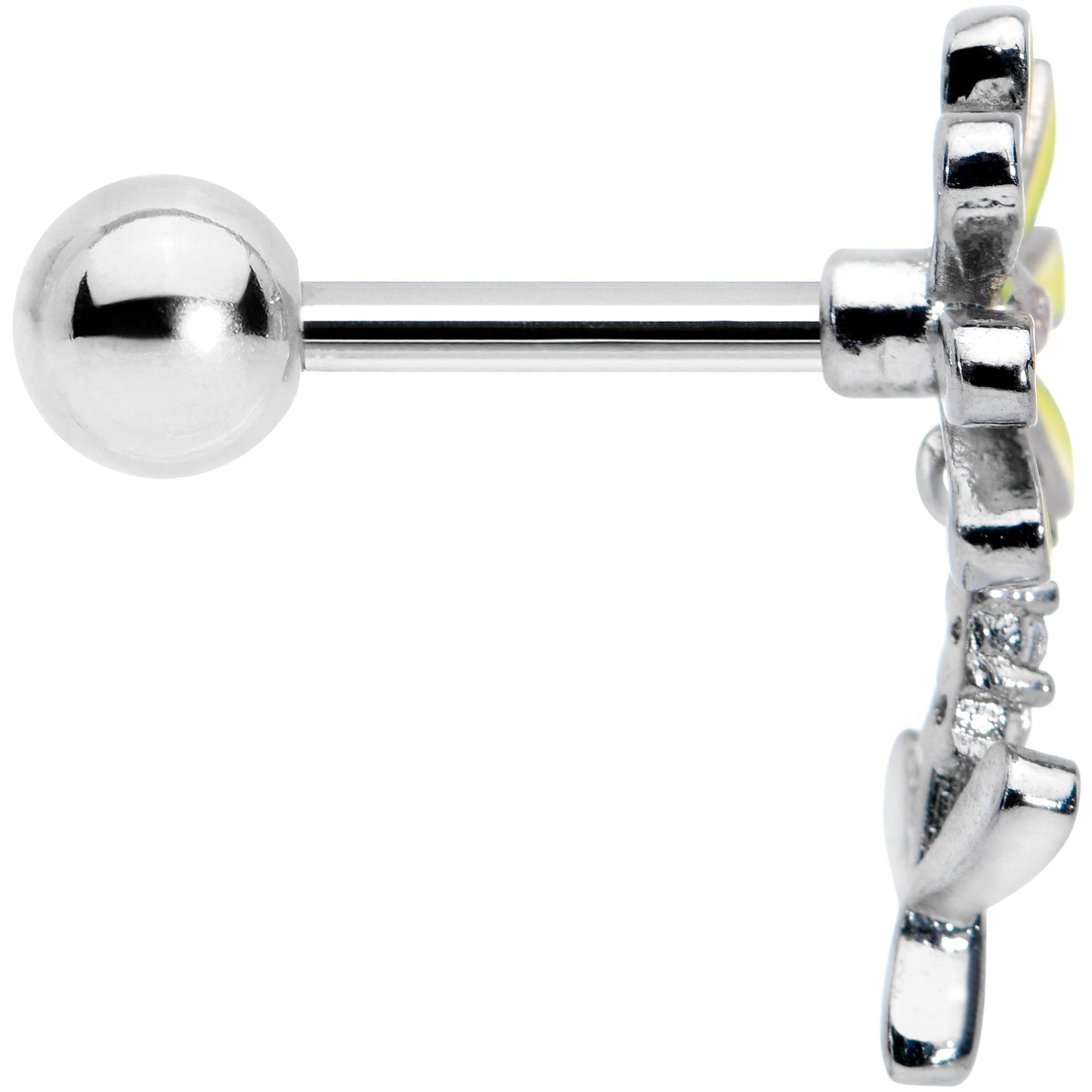 16G 1/4 Clear CZ Gem Whimsy Daisy Flower Dangle Cartilage Tragus