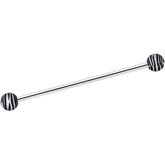 14G Matte Black Zebra Stripe Industrial Barbell 38mm