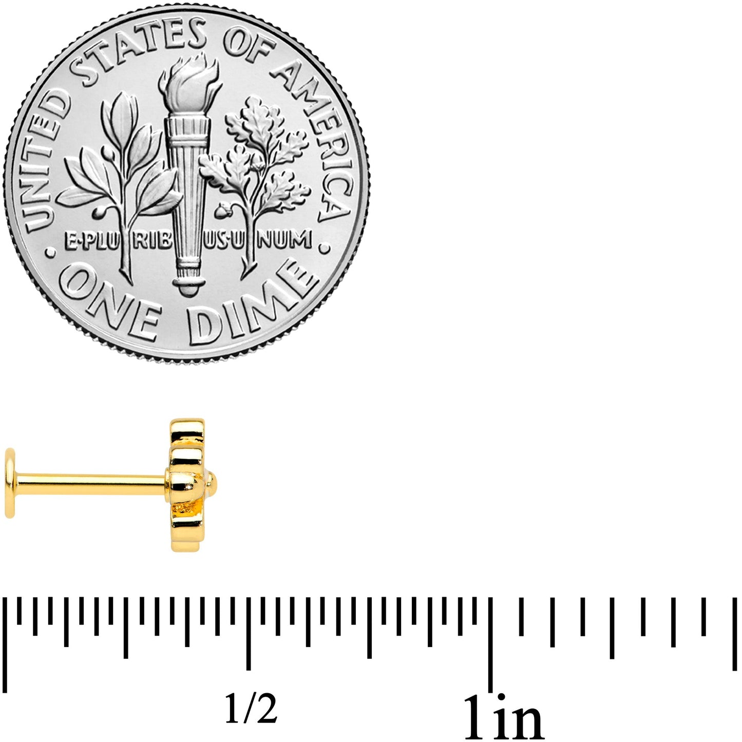 16G 5/16 Gold Hue White Texture Daisy Flower Labret Monroe Tragus