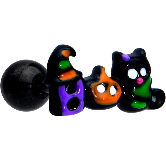 16G 1/4 Black Boo Party Halloween Cartilage Tragus Earring