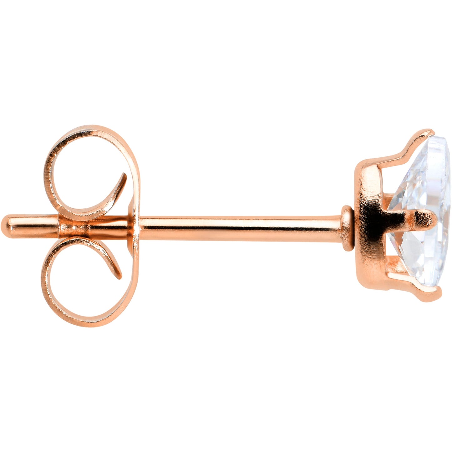 CZ Teardrop Clear Rose Gold Tone Stainless Steel Stud Earrings 3mm to 7mm